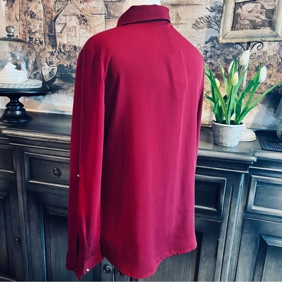 Investments Burgundy Buttoned Up Blouse Size PM - Picture 4 of 7